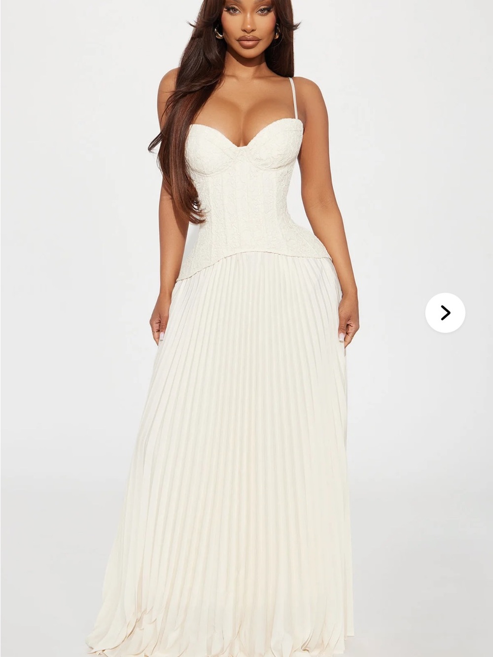 Fashion Nova Ivory Off-Shoulder Corset Maxi Dress - Picture 3 of 6